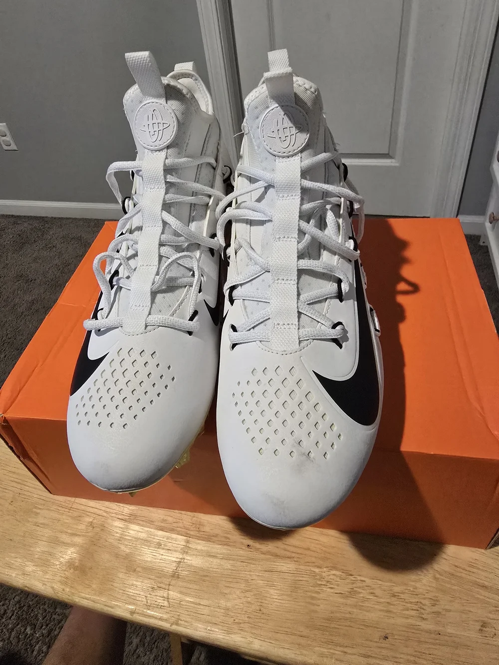 Nike Alpha Huarache 6 Elite LAX 880409 107 Lacrosse Cleats White Shoes Men 11